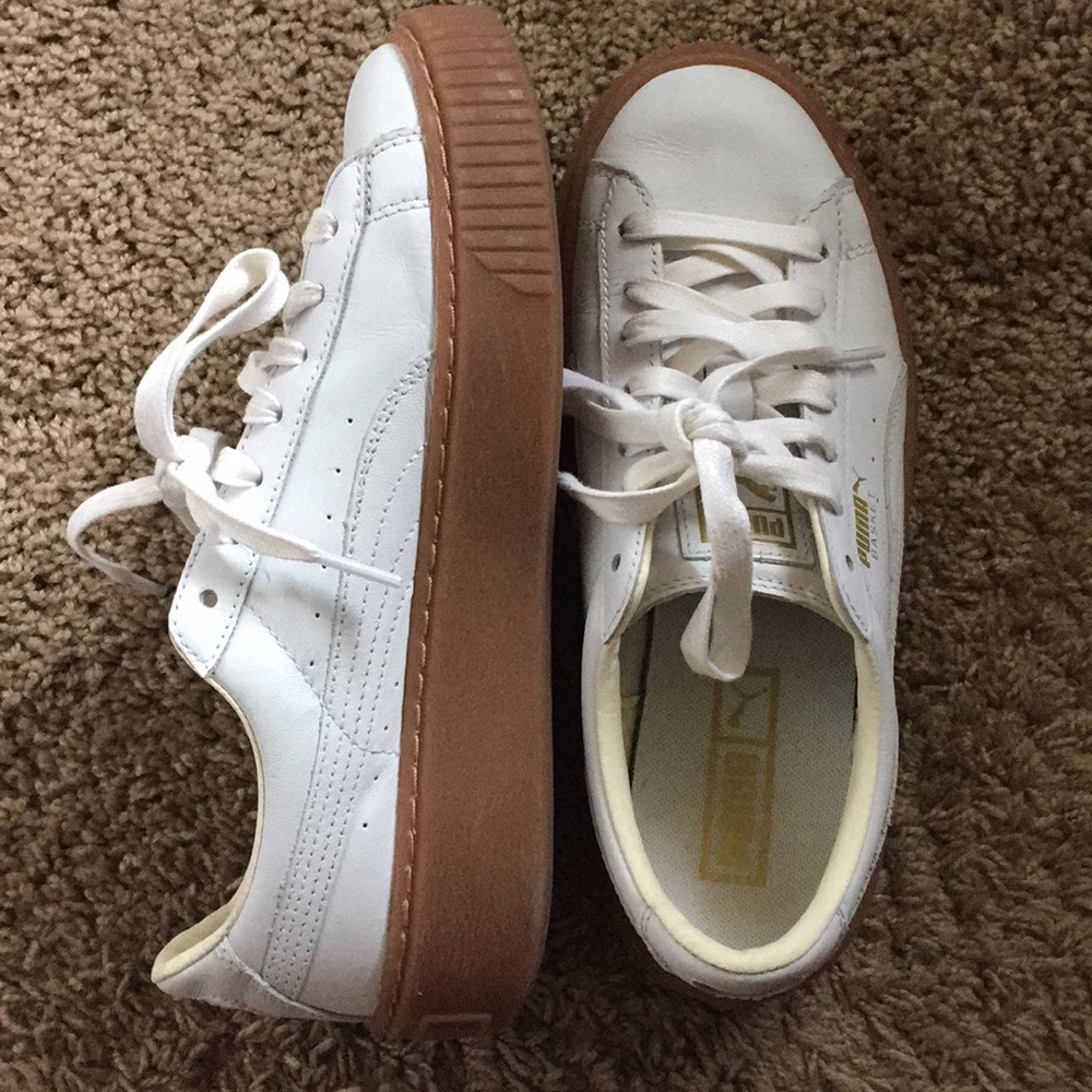 White puma basket shoes